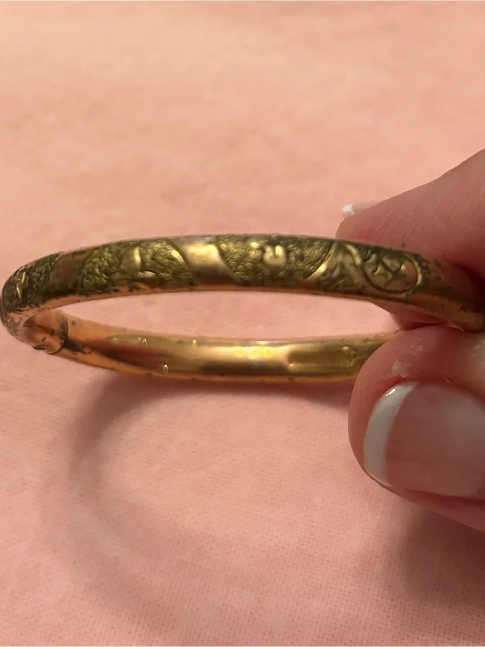 Vintage Marathon Gold-Plate Floral Baby Bangle Bracelet